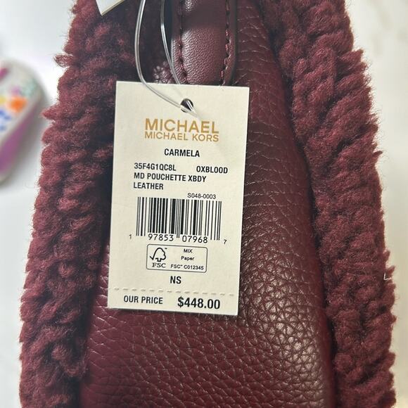 MICHAEL KORS CARMELA Medium Leather Chain Crossbody Shearling 
NWT - Picture 8 of 9